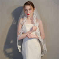Vela De Novia Corta En Blanco Y Blancoscaivilla De Encaje Sencillo Para Bodas Económicas Velo De Boda De 2025 Con Borde De Encaje - details 1