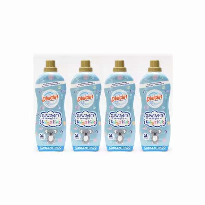 PACK 4 Suavizantes Disiclin Baby & Kids Hipoalergénico - 60 Lavados - Cuida la ropa de tus pequeños con suavidad y seguridad - 1