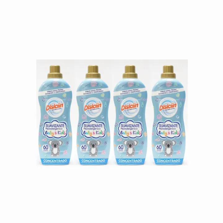 PACK 4 Suavizantes Disiclin Baby & Kids Hipoalergénico - 60 Lavados - Cuida la ropa de tus pequeños con suavidad y seguridad - 1