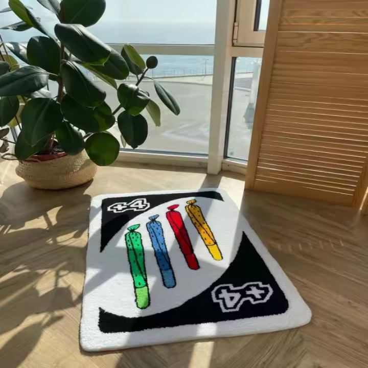 UNO Juego De Cartas Reverso Alfombra Suave Alfombrilla Antideslizante Para Piso De Baño Y Sala De Estar Alfombra De Línea De Fondo Para Dormitorio Y Lado De Cama - 1