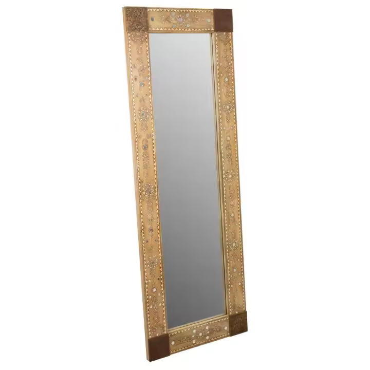 WANDERLUST DECO Espejo de Madera Decorativo Artesanal Grande de Pared - 1