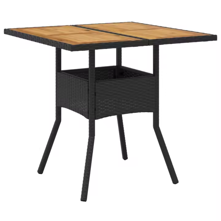 Mesa de Jardín superficie de Madera Ratán PE Negro 80x80x75 cm - 1