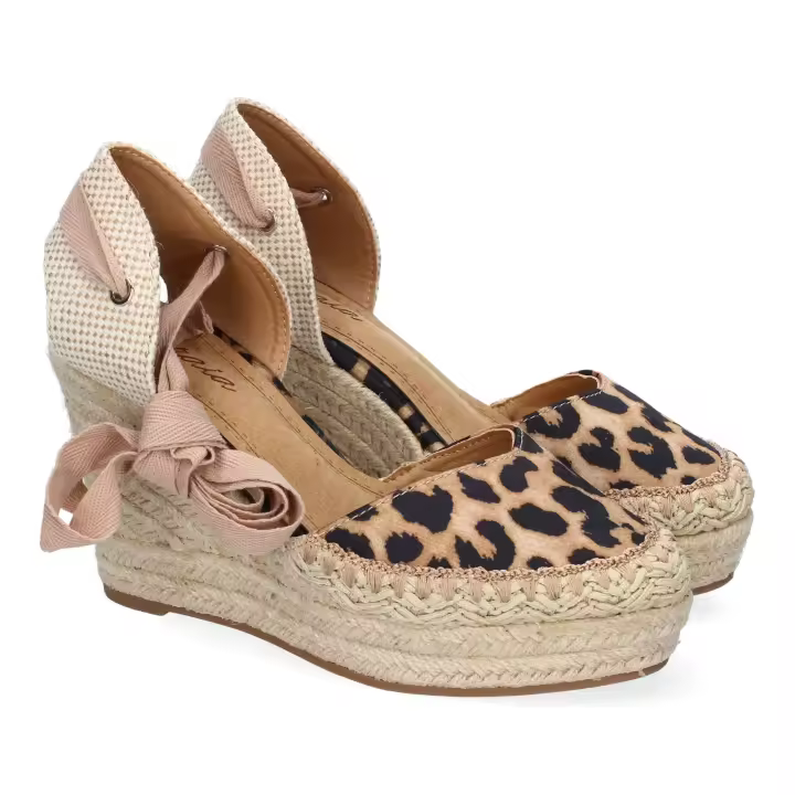 PuntoSalao Sandalias de cuña cómoda en yute para mujer estampado animal 7Q9 - 1