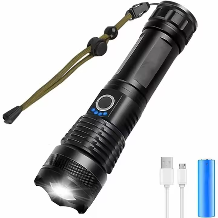 Linterna Antorcha, Ultra Potente USB Recargable LED 3000 Lúmenes CREE XHP50 Linterna, 5 Modos IP65 Impermeable Militar - 1