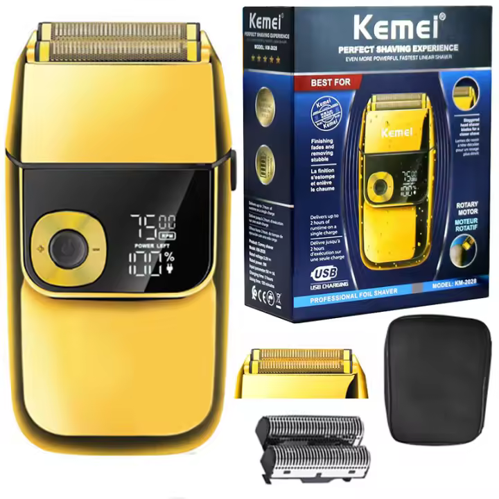 Kemei 2028 Afeitadora Eléctrica Recargable Para Hombres Barbero Profesional Para Barba Y Cabello Recortadora De Cabeza Baldosa Con Cabezal Flotante Y Función De Lavado Completo - 1
