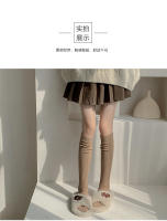 Calcetines Largos De Piel De Rodilla Para Mujer Estilo Japonés Nuevos Para Otoño E Invierno Tejidos En Espandex Y Algodón Con Rayas Doble Agujero Para Calor - details 6