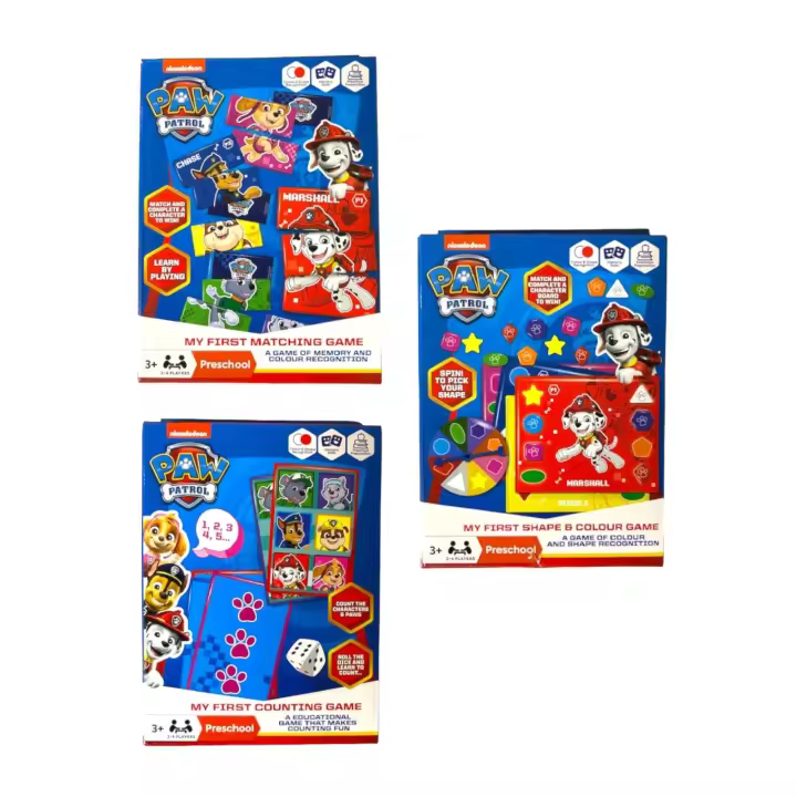LA PATRULLA CANINA - PACK 3 JUEGOS EDUCATIVOS - Pack Paw Patrol - Incluye Juego de Memoria y Reconocimiento de Colores, Juego de Reconocimiento de Colores y Formas, y Juego de Números - Juegos preescolares - Mayores de 3 años - Spin Master - 1