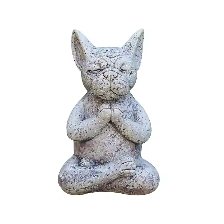 Bulldog Francés Meditando Estatua Buda - Decoración Jardín - 1