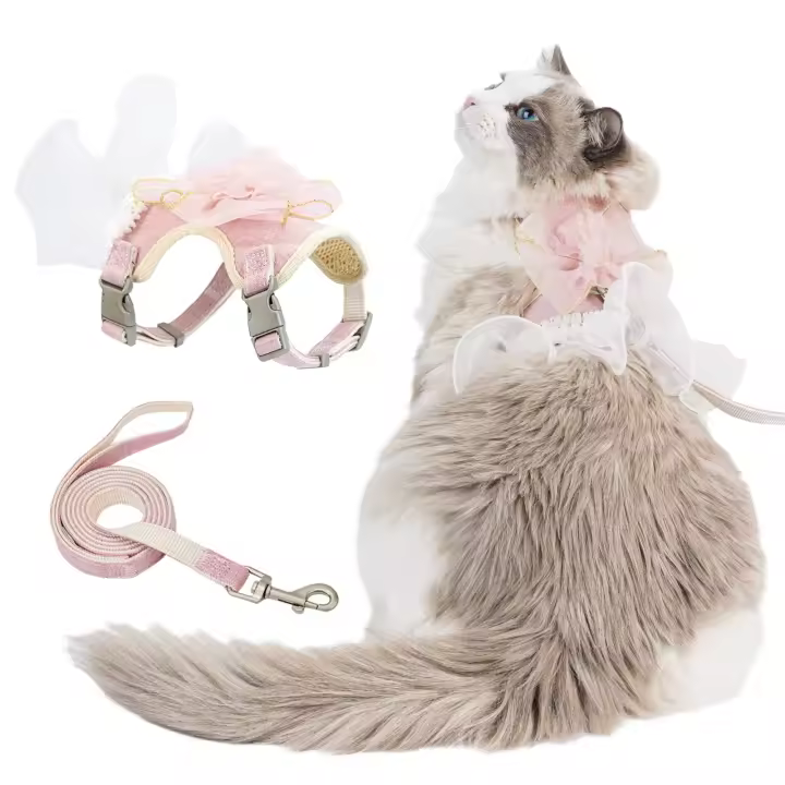 Cat Harness and Leash Set Anti-Escape Travel Cat Harness for Small and Large Cats, Pink (Pink, M: 7.87" - 9.45" (20-24 cm)) - 1