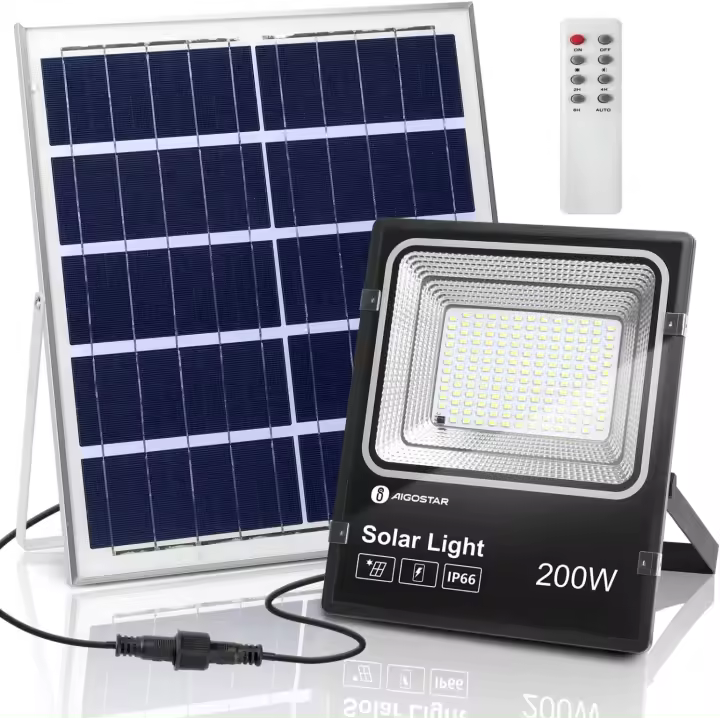 Foco Proyector LED Solar con Mando a Distancia  200W 6500K Luz Blanca Resistente Al Agua aigostar - 1