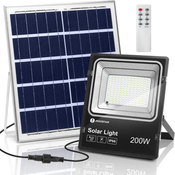 Foco Proyector LED Solar con Mando a Distancia  200W 6500K Luz Blanca Resistente Al Agua aigostar - 1