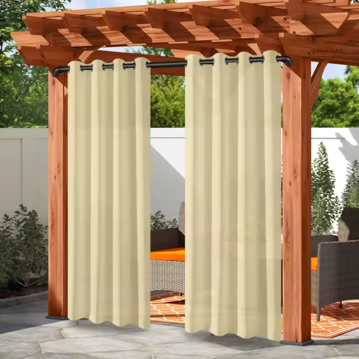 Cortina De Poliéster Para Privacidad Impermeable Con Ojales Para Exteriores Ideal Para Patio Gazebo Porche Y Pergola - 1