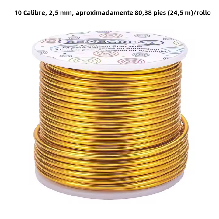 Hilo De Aluminio Anodizado De 15 Ga 220FT Para Joyería Y Artesanía Colores Florales Gold Uso En Bricolaje Y Creación De Joyas - 1