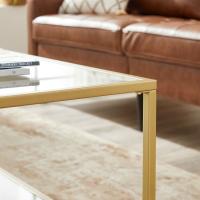 Mesa de centro de vidrio templado con almacenamiento, marco de acero, ideal para salón - details 6