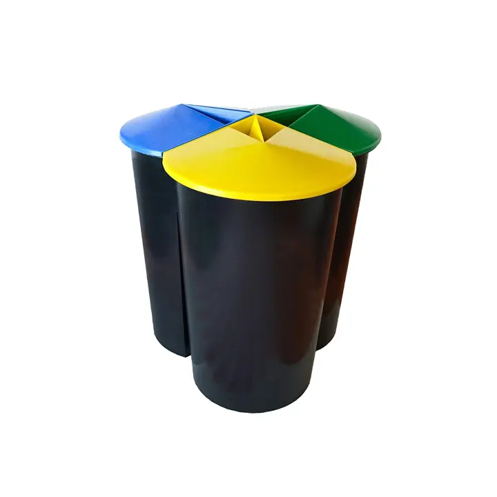 Prosperplast Cubo de Basura 40 Litros en Plástico Negro con 3 Compartimentos - 1