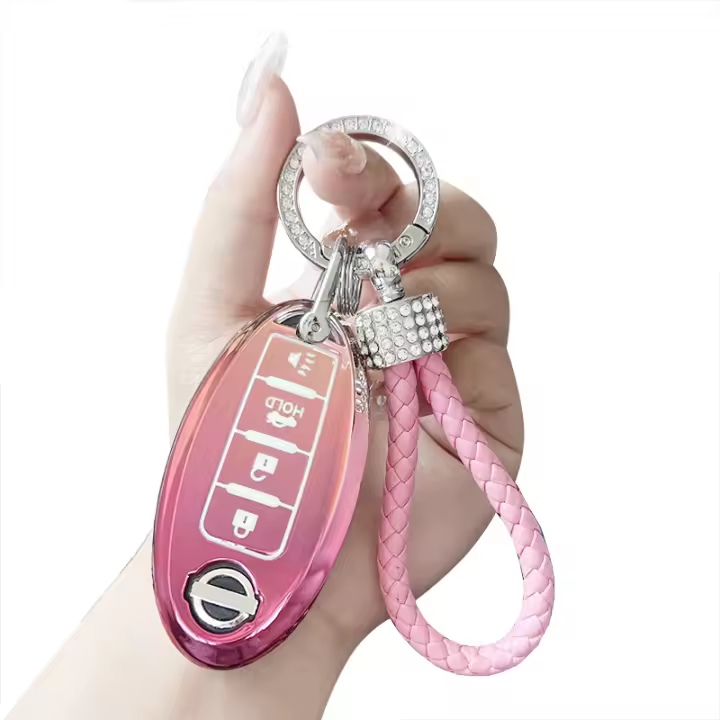 Llavero De Oso Polar Rotativo De Diamante Exquisito Para Hombres Y Mujeres Con Funda Antipródromica De Coche Rosa Gradiente Adecuado Para N - 1