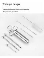 Juego De 7 Syringes De Acero Inoxidable 304 Para Asado Y Aromatización De Pollo Y Pavo Herramienta De Inyección Para Carne - details 3