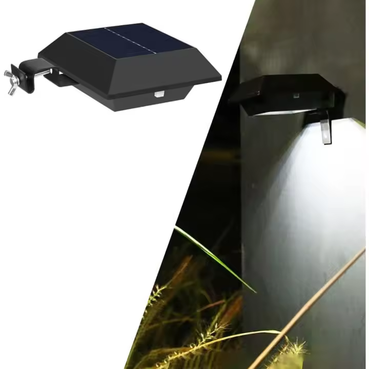 Aplique de pared para jardín, impermeable, para valla exterior, con luz solar, para porche, patio, paisaje (luz blanca y negra) - 1