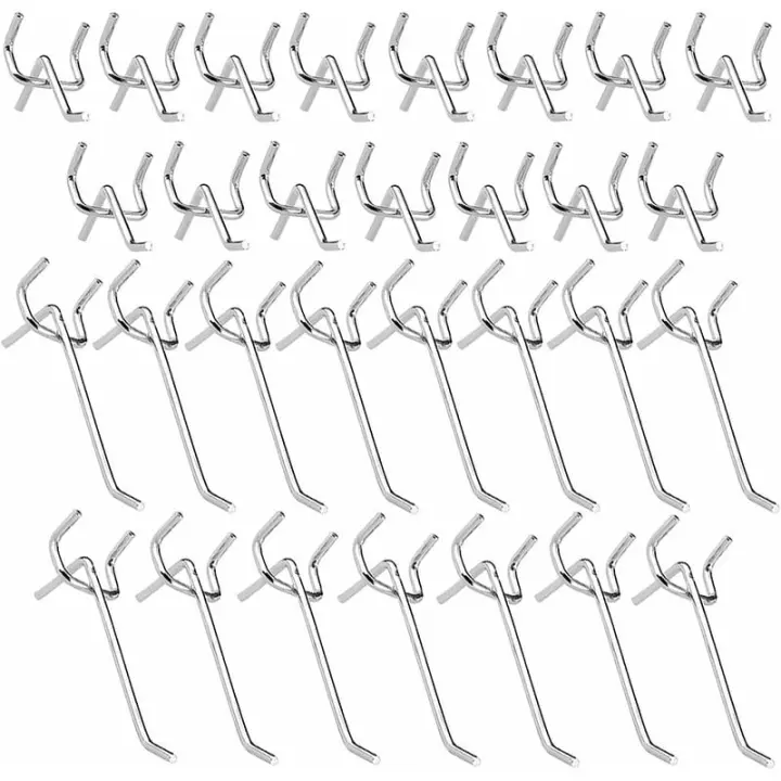 Ganchos de metal para tablero perforado Ganchos para tablero perforado Puerta Panel de pared Ganchos de pared para supermercado Tienda minorista Juego de gancho único de 10 cm y 5 cm 30 piezas-betterlife - 1