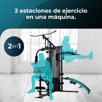 Cecotec DrumFit HomeGym 2000 Multigimnasio – 2 Estaciones, Ajustable hasta 150 kg, Almohadillas Acolchadas, Peso 65 kg - details 0