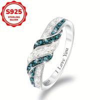 anillo femenino de diseño elegante retorcido,   925 incrustado con circonita sintética cúbica,   para boda,  , aniversario,  , banquete detalles 5