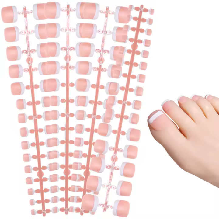 120Pcs Uñas Postizas Estilo Francés Presión Sobre Cobertura Completa Uñas Falsas Fashion Manicure Arte De Uñas Adhesivo Universal - 1