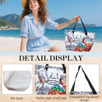 Bolso de playa plegable grande con cremallera - Bolso de hombro ligero y duradero con monedero incluido, ideal para compras, camping y viajes, diseño de hojas tropicales impreso, múltiples colores disponibles - details 1