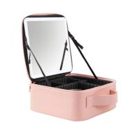 Estuche De Maquillaje Para Mujer Con Espejo Y Lámpara LED Inteligente Estuche De Viaje Portátil De Moda Organizador De Cosméticos Material PU - details 0