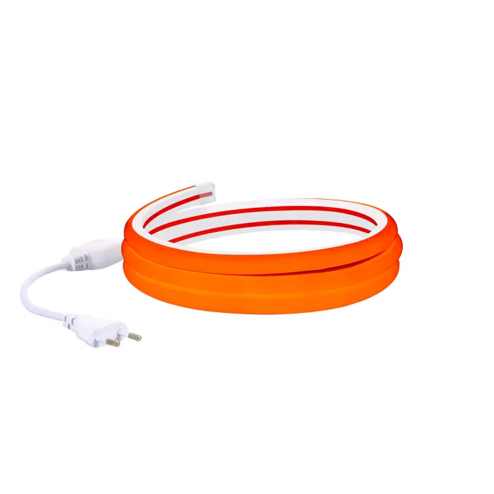 Ledkia Tira Neón LED 7.5 W/m Regulable 220V AC 120 LED/m Semicircular 180º Naranja IP67 a Medida Corte cada 100 cm - 1