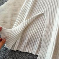 Vestido Largo De Mujer Con Cuello En V Y Manga Larga Blanco Elegante Con Cierre De Lazos Estilo Callejero Alta Moda Para Otoño Y Playa - details 19