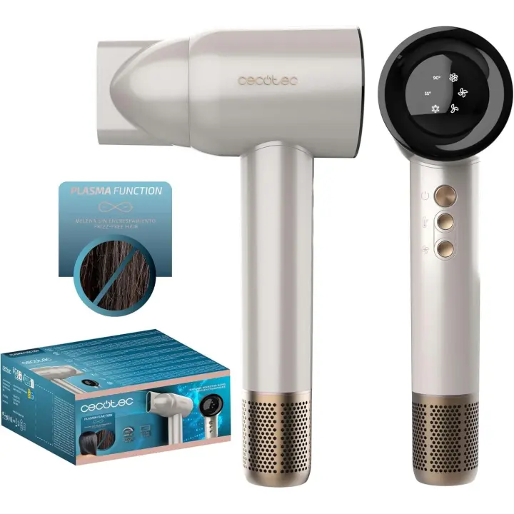 Cecotec Secador de Pelo Ionicare Rockstar Nano Iontech Champagne, Secador Con Plasma, 110000 Rpm, Pantalla, Control Inteligente Del Calor, 3 Temperaturas, Función Memoria - 1