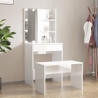 vidaXL Juego de tocador con LED madera contrachapada en color Gris sonoma/Blanco brillante/Roble artisan y más - details 1