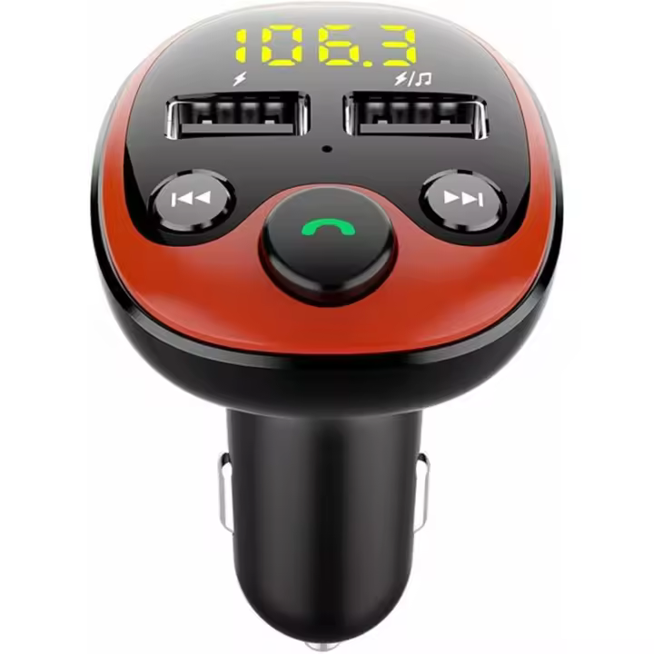 Transmisor FM para coche, adaptador de Radio inalámbrico, reproductor MP3 Bluetooth, cargador rápido para encendedor de cigarrillos con puertos USB duales BT21B - 1