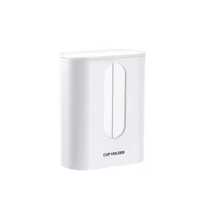 Dispensador de Vaso de superficie extraible, soporte para 80 Vaso desechables universales, sin Perforaciones, Organizador de almacenamiento (Blanco) - 1