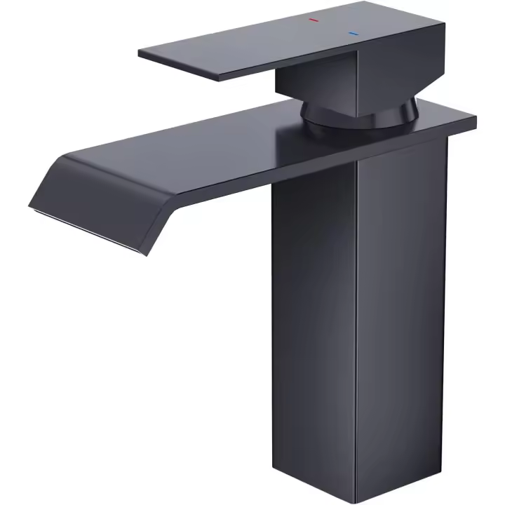 Grifo de Baño Cascada, Grifo de Baño Cascada, Modern Grifo Monomando Lavabo, Grifo de Baño Cascada, Negro Mate - 1