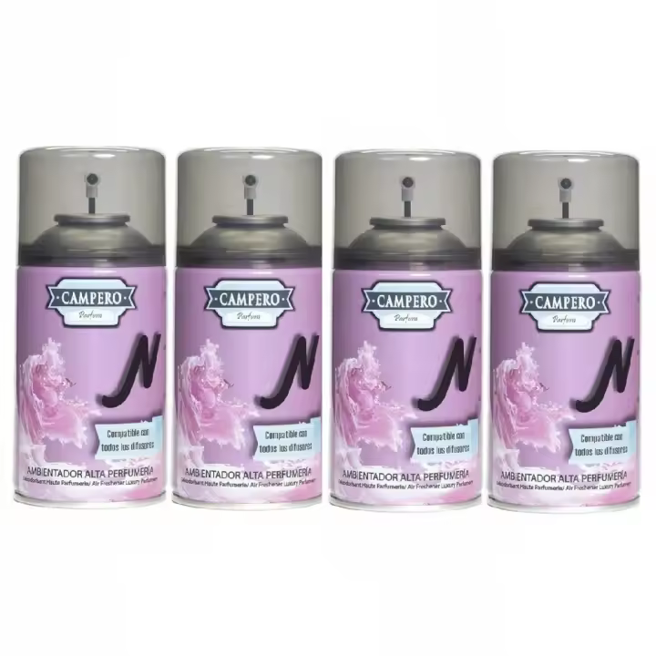 CAMPERO Tronic Parfum, Ambientador N En Aerosol 250ml, Pack 4 Recambios, Dosificador Automático, Apto Para Todos Los Difusores Del Mercado, Aroma Intenso y Duradero - 1