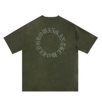 Camiseta De Verano Para Hombres Y Mujeres Con Bordado De Letras Cuello Redondo De Cuero Cortado Manga Corta Estilo Casual Oversize Top Tees - details 7