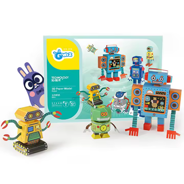 DAM. kit manualidades 3D papel ORIGAMI. Figuras Robot Kingdom. 33x1x24cm. - 1