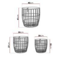 Start Electric | Set de 3 Cestas Multiusos Pongotodo con Función de Mesa Auxiliar, Tapa de Madera y Cuerpo de Metal (41 cm, 37 cm, 32 cm) - Organización Versátil y Diseño Práctico para el Hogar | Marca Gerimport - details 1