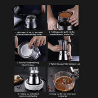 Moka Pot Clásico Italiano De Acero Inoxidable Con Cristal Superior Para 4 Tazas Café Expresso De Pared Con Boquilla Inferior - details 8