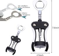 Multifunctional Wing Corkscrew Wine Bottle Opener for all Cork Stoppered and Beer Cap Bottles, Waiters - Black - details 0
