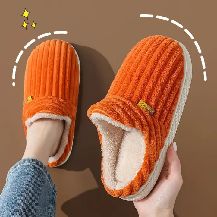 Zapatillas de algodón para hombre, parejas, interior, hogar, cálido, hogar, confinamiento en casa, zapatillas de lana, mujer, invierno - 1