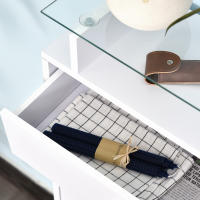 HOMCOM Mueble Zapatero Armario Zapatero con 3 Cajones Estante de Vidrio y Asa de Aluminio para Pasillo Entrada Carga 50 kg 60x24x105,5 cm Blanco - details 3