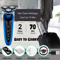 Maquinilla de afeitar eléctrica para hombres, resistente al agua IPX7, 4 en 1, afeitadora rotativa, recortadora de barba, nariz y bigote, cepillo de limpieza facial，maquina de afeitar hombre - details 4