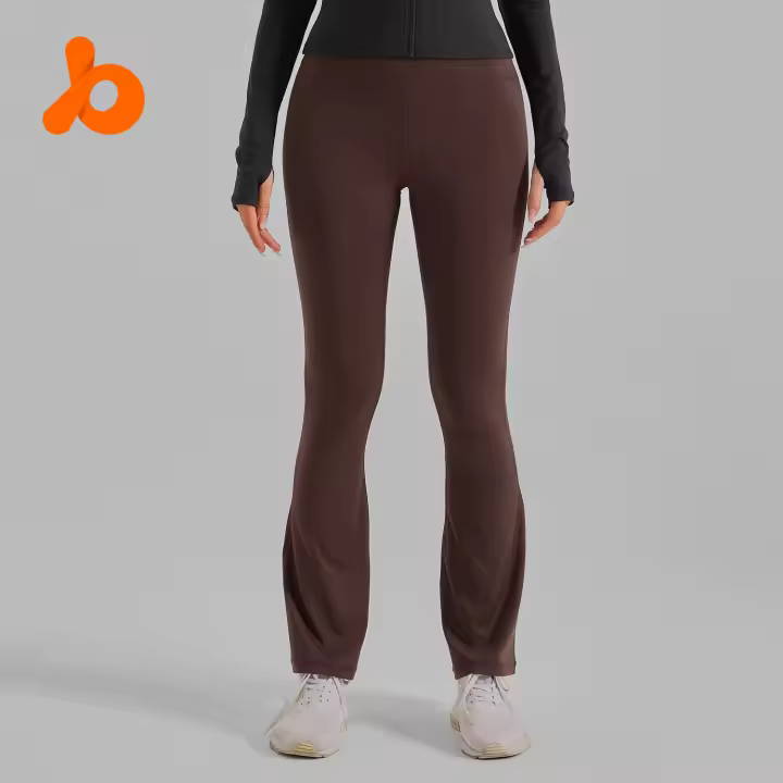 Pantalones de yoga elásticos altos, ajustados, ajustados, de cintura alta, color melocotón, para fitness y deportes - 1
