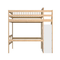 140*200, Escalera with mantimiento, Barandillas Altas, Cuna, Cama Juvenil, Somier de Madera Maciza, Colour Madera - details 6