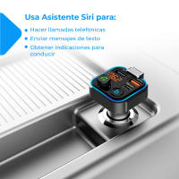 Transmisor FM Bluetooth 5.0 para Coches - 3 Puertos Carga: x 2 USB QC3.0 + x1 PD 3.0 Tipo C 20W, Función Manos Libres, Cancelación de Ruido, Carga Rápida, Botón B: Bajos Profundos Hi-Fi (Altavoz) - details 3