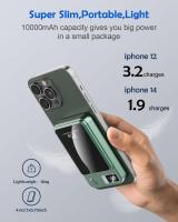 Banco de Energía magnético, Cargador portátil de 10000 mAh, paquete de badería with Pantalla LED type C para iPhone 14/15/13/12 Series (GREEN) - details 1