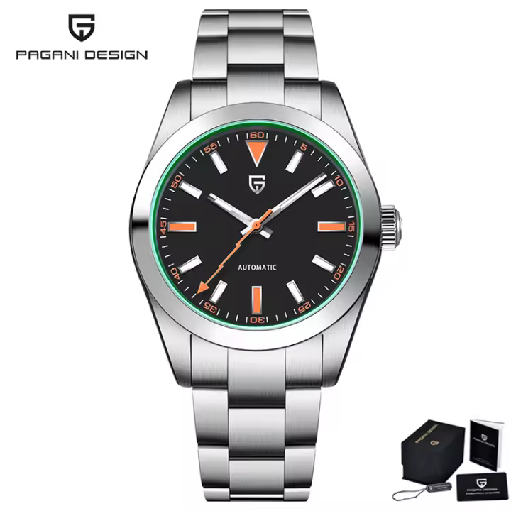 Reloj De Pulsera Mecánico Para Hombre PAGANI DESIGN Lujo Esmeralda Verde Cristal De Esmeralda Automático NH35A Acero Inoxidable Deportivo Resistente Al Agua Luz Oscurecida - 1