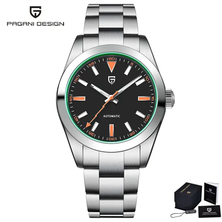 Reloj De Pulsera Mecánico Para Hombre PAGANI DESIGN Lujo Esmeralda Verde Cristal De Esmeralda Automático NH35A Acero Inoxidable Deportivo Resistente Al Agua Luz Oscurecida - 1